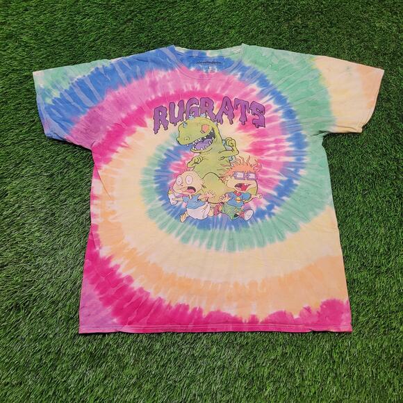 Rugrats Tie-Dye T-Shirt Mens Large Retro 90s Nickelodeon Cartoon Graphic - Picture 1 of 5